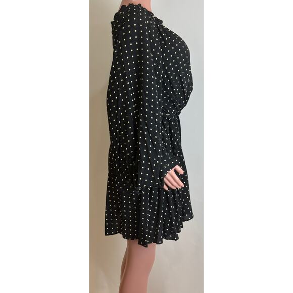 Rotate Birger Christensen Carly Dress Size 8 Black Polka Dot Off The Shoulder - Picture 7 of 16